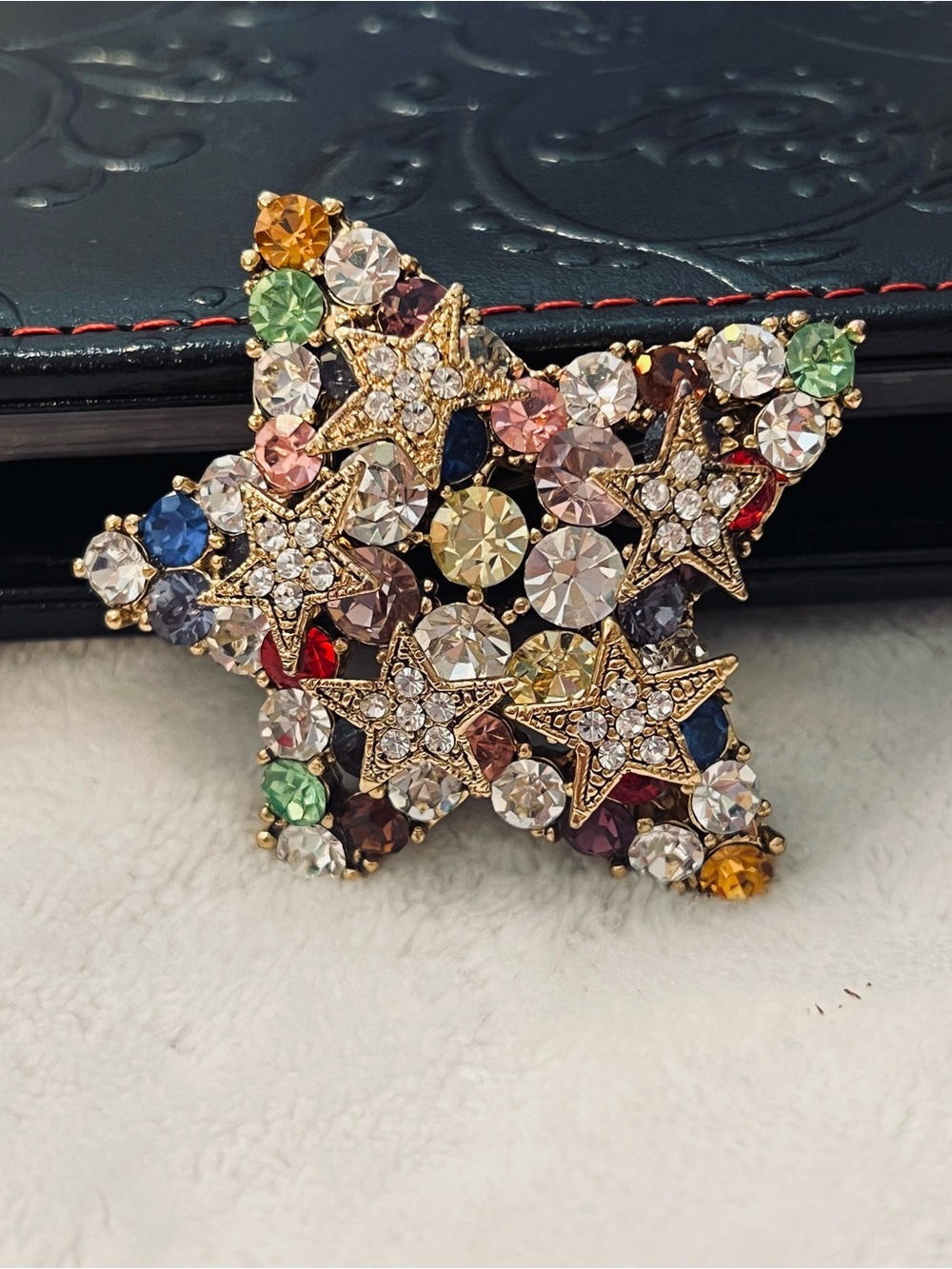 Lauren Spencer Multicolor Austrian Crystal Star Brooch Pin